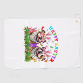 Serviette De Golf Cute English Bulldog Dog & Bunny Ears Eggs Happy E (Horizontal)