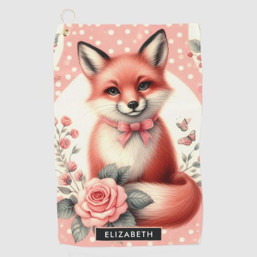 Serviette De Golf Cute Floral Baby Fox (Devant)