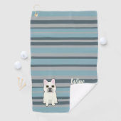 Serviette De Golf Cute French Bulldog Blue Striped (En situation)