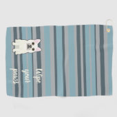 Serviette De Golf Cute French Bulldog Blue Striped (Horizontal)