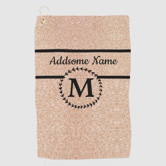 Serviette De Golf Cute Girly Gold parties scintillant Noir monogramm (Devant)
