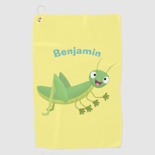Serviette De Golf Cute green happy grasshopper cartoon (Devant)