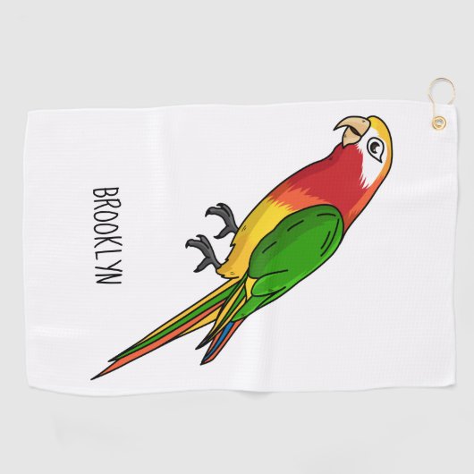 Serviette De Golf Cute happy parrot (Horizontal)