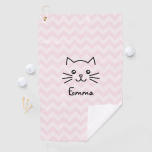 Serviette De Golf Cute Kawaii Kitten Visage de chat avec nez de coeu
