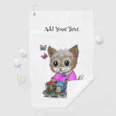 Serviette De Golf Cute Kitty Chat et Papillon (En situation)