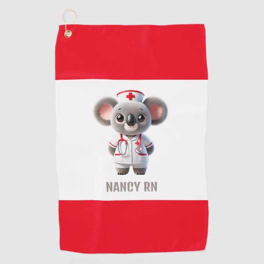 Serviette De Golf Cute Koala infirmière de l'ours avec stéthoscope r (Devant)