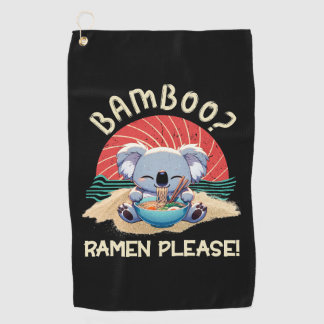 Serviette De Golf Cute Koala manger Ramen Vintage soleil