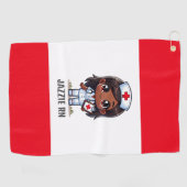 Serviette De Golf Cute Manga Black Nurse Cheveux Brown et yeux perso (Horizontal)