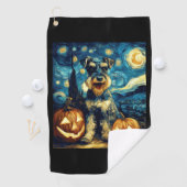 Serviette De Golf Cute Miniature Schnauzer Dog Halloween Jack O Lant (En situation)