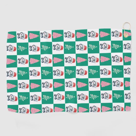 Serviette De Golf Cute Penguin Père Noël Joyeuse fête de Noël (Horizontal)