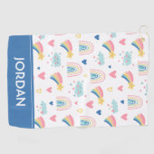 Serviette De Golf Cute Rainbow Hearts & Clouds Motif (Horizontal)