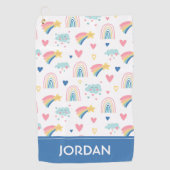 Serviette De Golf Cute Rainbow Hearts & Clouds Motif (Devant)