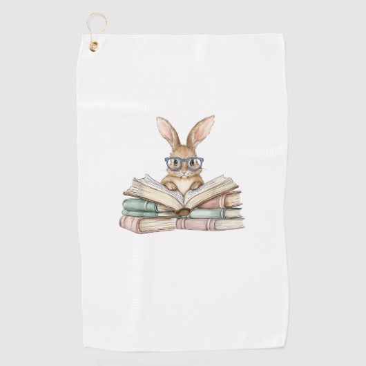 Serviette De Golf Cute Reading Bunny Glasses Books Bookworm Reader T (Devant)
