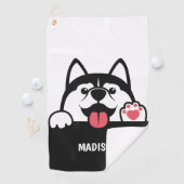 Serviette De Golf Cute Siberian Husky nom personnalisé Golf Towel (En situation)