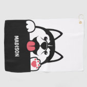 Serviette De Golf Cute Siberian Husky nom personnalisé Golf Towel (Horizontal)