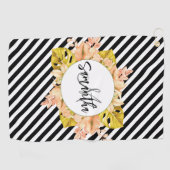 Serviette De Golf Cute Stripes et Monogramme Floral (Horizontal)