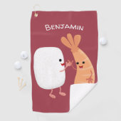 Serviette De Golf Cute sushi riz crevettes amis dessin animé (En situation)