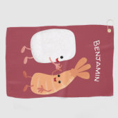 Serviette De Golf Cute sushi riz crevettes amis dessin animé (Horizontal)