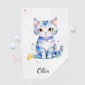 Serviette De Golf Cute watercolor cat (chaton) design (En situation)