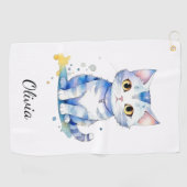 Serviette De Golf Cute watercolor cat (chaton) design (Horizontal)