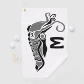 Serviette De Golf Cuttlefish primitif dans un style stylo foncé (En situation)