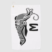 Serviette De Golf Cuttlefish primitif dans un style stylo foncé (Devant)
