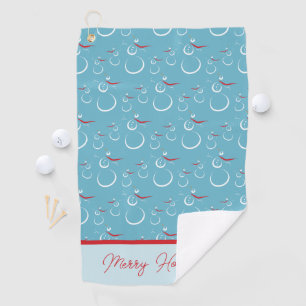 Serviette De Golf Cyan Red Merry Holidays Jote Snowman Motif