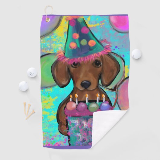 Serviette De Golf Dachshund (En situation)