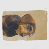 Serviette De Golf Dachshund (À poils durs) Peinture Chien Art origin (Horizontal)