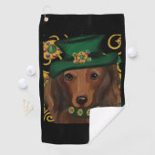Serviette De Golf Dachshund aux longs poils rouges (En situation)