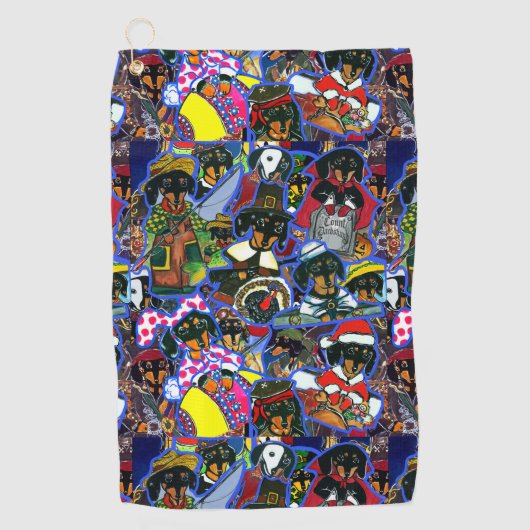 Serviette De Golf Dachshund Cartoons (Devant)