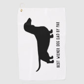Serviette De Golf Dachshund Chien Silhouette Texte personnalisé (Devant)