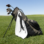 Serviette De Golf Dachshund Chien Silhouette Texte personnalisé (Vert)