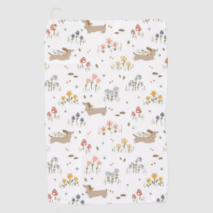 Serviette De Golf Dachshund Lover Weiner Chien Saucisse Chien Fleur 