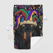 Serviette De Golf Dachshund noir à longs poils (En situation)
