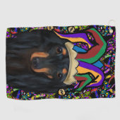 Serviette De Golf Dachshund noir à longs poils (Horizontal)