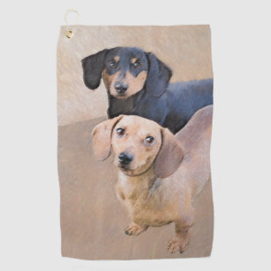 Serviette De Golf Dachshund (Smooth) Peinture - Art Chien original