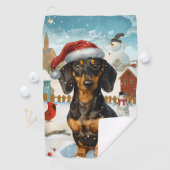 Serviette De Golf Dachshund Winter Wonderland Christmas Joy (En situation)