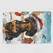 Serviette De Golf Dachshund Winter Wonderland Christmas Joy (Horizontal)