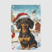 Serviette De Golf Dachshund Winter Wonderland Christmas Joy (Devant)