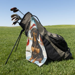 Serviette De Golf Dachshund Winter Wonderland Christmas Joy