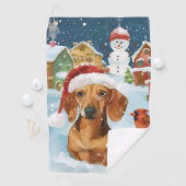 Serviette De Golf Dachshund Winter Wonderland Christmas Joy (En situation)