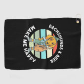 Serviette De Golf Dachshunds Et Bière Me Rendre Heureux (Horizontal)