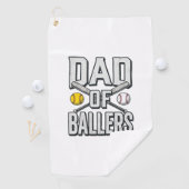 Serviette De Golf Dad of Ballers Softball and Baseball Vintage Shirt (En situation)