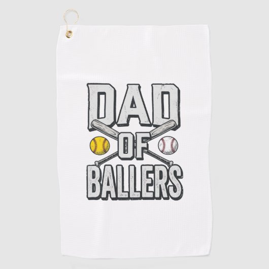 Serviette De Golf Dad of Ballers Softball and Baseball Vintage Shirt (Devant)