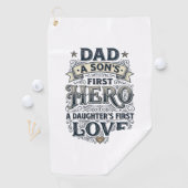 Serviette De Golf Dad Son Hero Daughter Love Vintage Typography Shir (En situation)