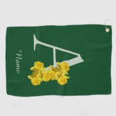 Serviette De Golf Daffodique Monogramme Initial A Votre Nom (Horizontal)