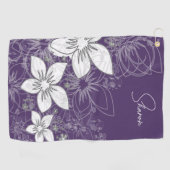 Serviette De Golf Dainty Floral Scroll sur Plum (Horizontal)