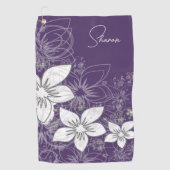Serviette De Golf Dainty Floral Scroll sur Plum (Devant)