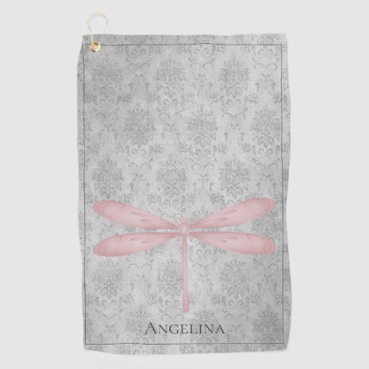 Serviette De Golf Damas de libellule rose (Devant)